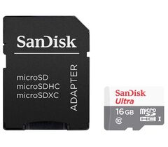 SanDisk Ultra microSDHC Class 10 UHS-I 80MB/s 16GB + SD adapter, фото 1