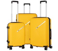 Набор пластиковых чемоданов 2E SIGMA EXP (L+M+S) 4 колеса Желтый, фото 1