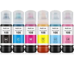 Epson 108 BK / CA / MA/ YE/ LC/ LM Ink Bottle  (70 мл, 7200 стр., 2100 фото 10x15) для L8050 / L18050, фото 1
