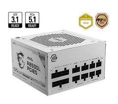 MSI MPG A850GL PCIE5 WHITE, 80 PLUS Gold, 850W Power Supply, фото 1
