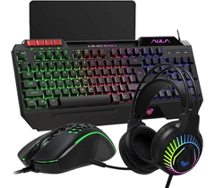 Игровой набор 4 в 1 (клавиатура, мышь, коврик, наушники) AULA T650 подсветка, фото 1