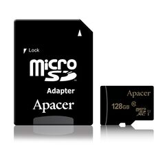Карта памяти Apacer microSDXC 128 GB C10 UHS-I U1 + SD адаптер, фото 1
