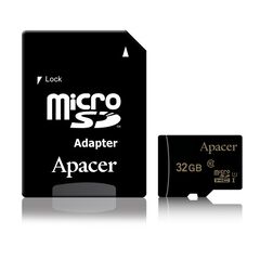 Карта памяти microSD Apacer microSDHC 32GB C10 UHS-I + SD адаптер, фото 1