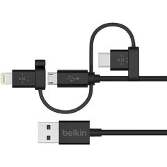 Кабель Belkin USB-A TO MICRO USB/LTG/USB-C, 4, CHRG/SYNC CABLE (F8J050bt04-BLK), фото 1