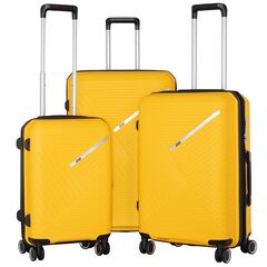 Набор пластиковых чемоданов 2E SIGMA EXP (L+M+S) 4 колеса Желтый, фото 1