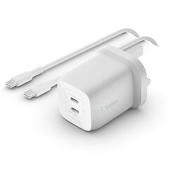Сетевое ЗУ Belkin Home Charger 65W GAN PD PPS Dual USB-С - USB-С 2m (WCH013VF2MWH-B6), фото 1