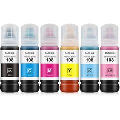 Epson 108 BK / CA / MA/ YE/ LC/ LM Ink Bottle  (70 мл, 7200 стр., 2100 фото 10x15) для L8050 / L18050, фото 1