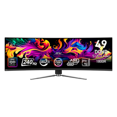 MSI — 49″ MPG 491CQPX QD-OLED Curved Gaming Monitor, IPS, 0,03mc, 240hz, DQHD (5120×1440), HDMI+DP+TypeC, Black, фото 1