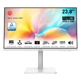 MSI — 24″ Modern MD2412PW Monitor, IPS, 1mc, 100hz, FHD (1920×1080), HDMI+TypeC, White, фото 1