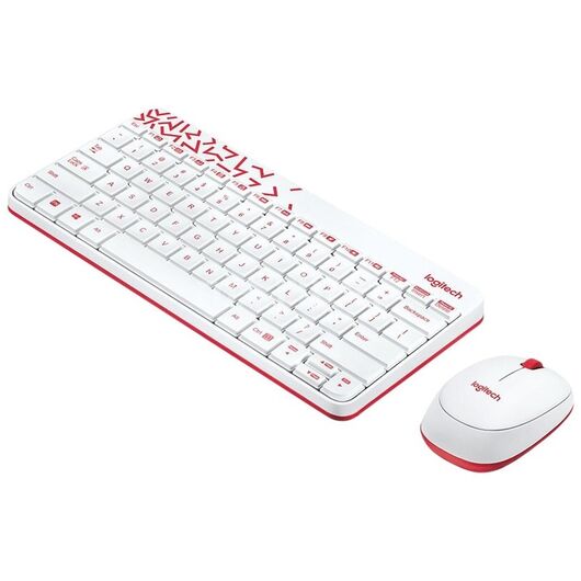 Клавиатура и мышь Logitech MK240 Nano White-Red, фото 2