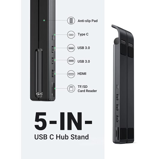 Док-станция для ноутбука UGREEN 5 в 1, 2 x USB 3.0, HDMI, SD/TF, фото 2