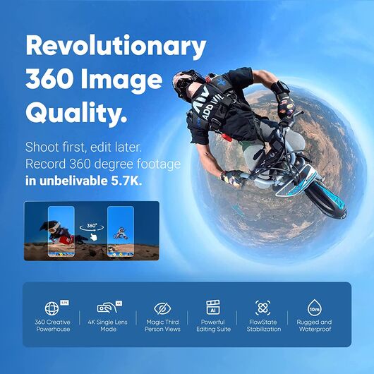 Insta360 X3 — водонепроницаемая 360-градусная экшн-камера с 1/2-дюймовыми 48-мегапиксельными датчиками, 5,7K, фото 2