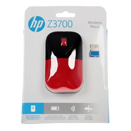 Мышь HP Z3700 WL Dragonfly Red, фото 3