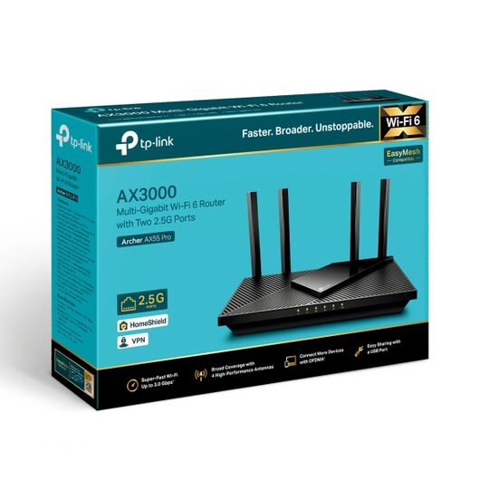 Двухдиапазонный Wi-Fi роутер TP-Link AX3000 с портом WAN/LAN 2,5 Гбит/с и поддержкой Mesh Archer AX55 Pro, фото 2