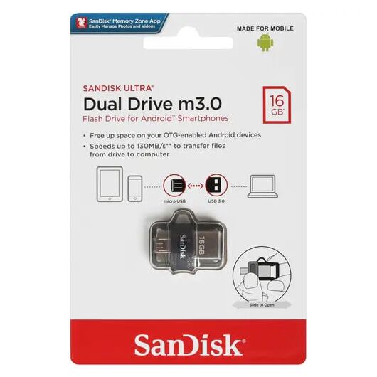 Флеш память OTG USB Flash 16 ГБ SanDisk Ultra Dual m3.0, фото 1