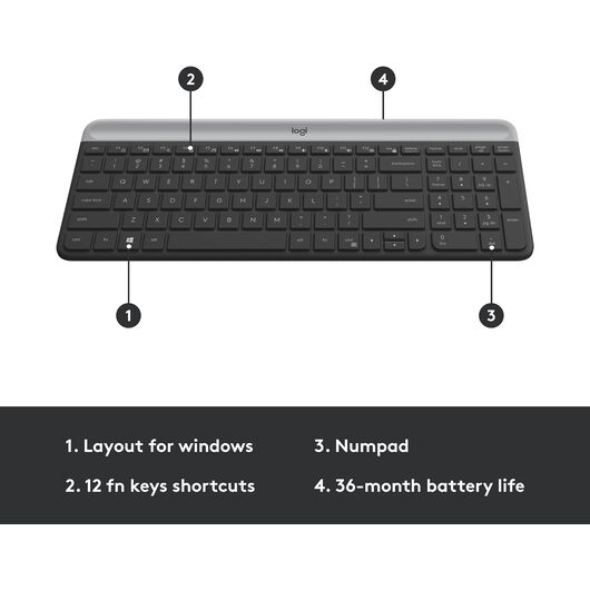 Тонкая беспроводная клавиатура и мышь Logitech MK470, фото 3