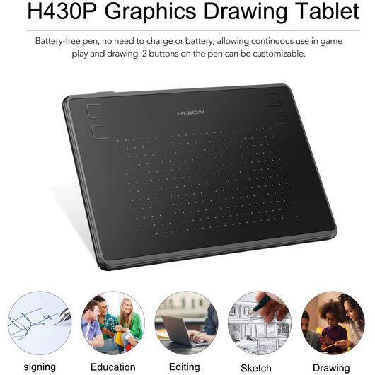 Графический планшет Huion H430P USB Black, фото 15