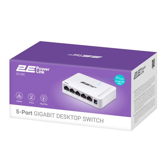 Коммутатор 2E PowerLink SG105C 5xGE, Гигабитный, неуправляемый, десктоп, фото 5