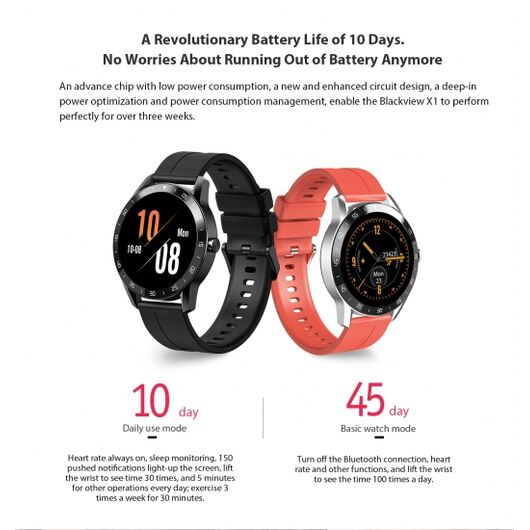 Смарт-часы Blackview X1 Nodic 512KB+64MB Black, фото 4