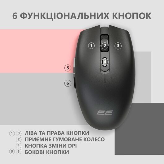 Мышь 2Е MF2030 WL Rechargable Black, фото 6
