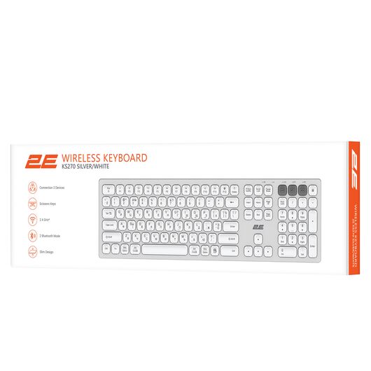 Keyboard 2E KS270 WL BT White ножничные, фото 2