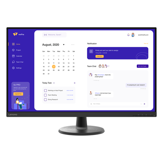 Lenovo — 32″ D32-45 Monitor, VA, 60Hz, 4mc, FHD(1920×1080), HDMI+DP, Black, фото 1