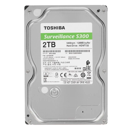 HDD 2TB Toshiba Surveillance S300 HDWT720UZSVA 5400Rpm Original OEM, фото 1