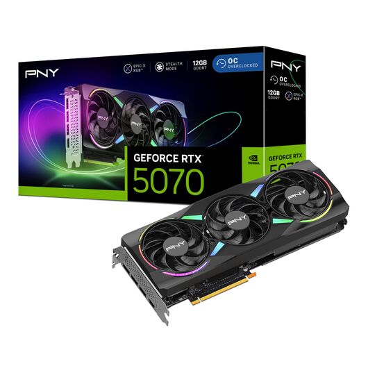 Видеокарта PNY GeForce RTX 5070 XLR8 Gaming EPIC-X RGB OC 12GB GDDR7 (VCG507012TFXXPB1-O), фото 1