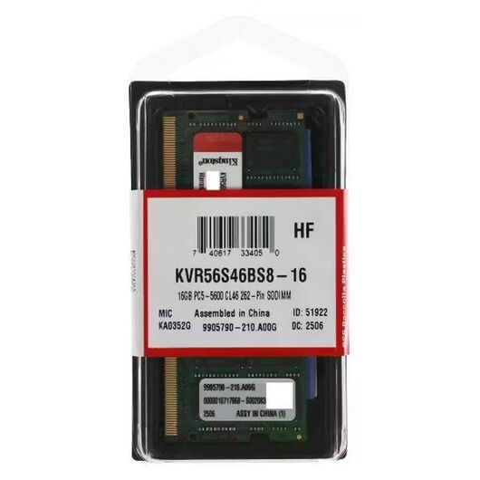 Модуль оперативной памяти Kingston DDR5 16GB 5600MHz SO-DIMM (для ноутбуков), фото 3