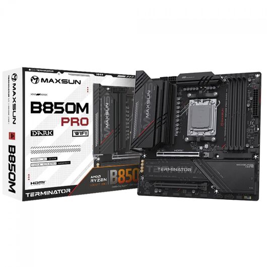 Материнская плата Maxsun Terminator B850M PRO DARK WIFI DDR5 (AMD AM5, Micro-ATX), фото 1