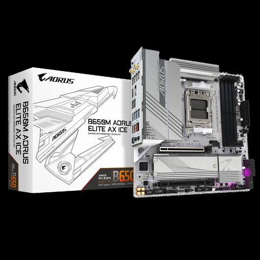 Материнская плата Gigabyte B650M AORUS ELITE AX ICE DDR5 (AMD AM5, Micro-ATX), фото 2