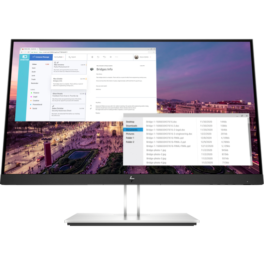 Монитор 23" HP EliteDisplay E23 G4 (9VF96AA) IPS Full HD (1920x1080) 60Hz 5ms HDMI DisplayPort VGA USB-hub HAS Silver, фото 2