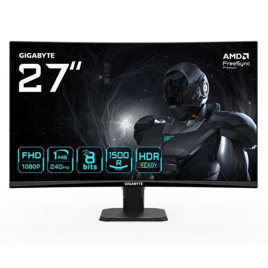 Изогнутый игровой монитор 27" Gigabyte GS27FC2 VA Full HD 240Hz 1ms HDMI DP Black, фото 1