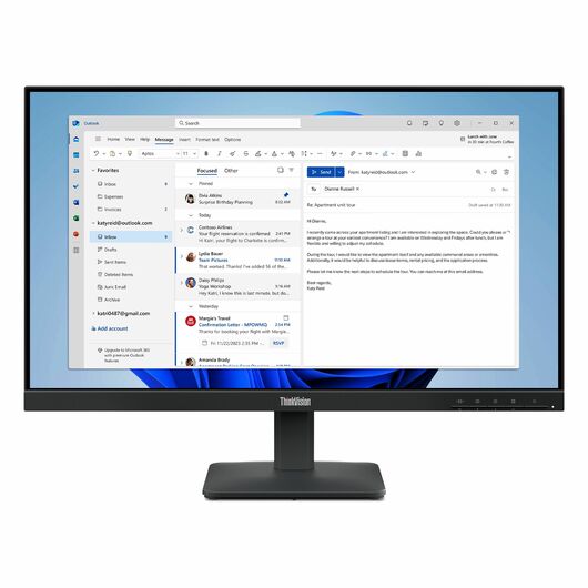 Офисный монитор 23.8" Lenovo ThinkVision S24-4e IPS Full HD (1920x1080) 100Hz 4ms HDMI VGA Black (64B5KAT1EU), фото 1