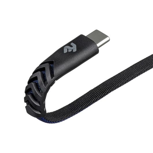Кабель 2E USB 2.0 USB TYPE-C FLAT FABRIC (2E-CCTT-1MBL), фото 3
